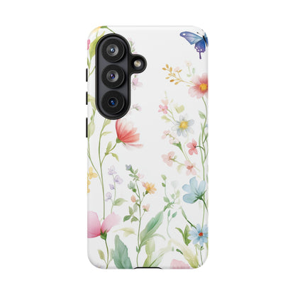 Watercolor Wildflower & Butterfly Phone Case - iPhone, Samsung, and Google case