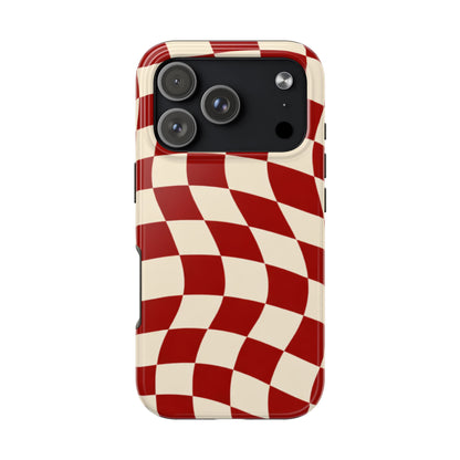 Red Wavy Checker Phone Case