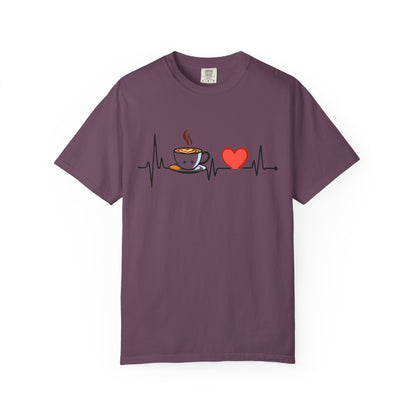 Cute Coffee Heartbeat T-Shirt, Unisex Tee for Coffee Lovers, Gift for Baristas, Casual Wear, Perfect for Birthdays and Holidays