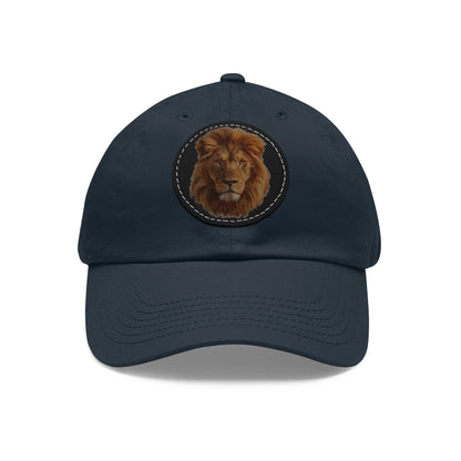 Lion Design Dad Hat with Leather Patch – Stylish Casual Hat for Animal Lovers