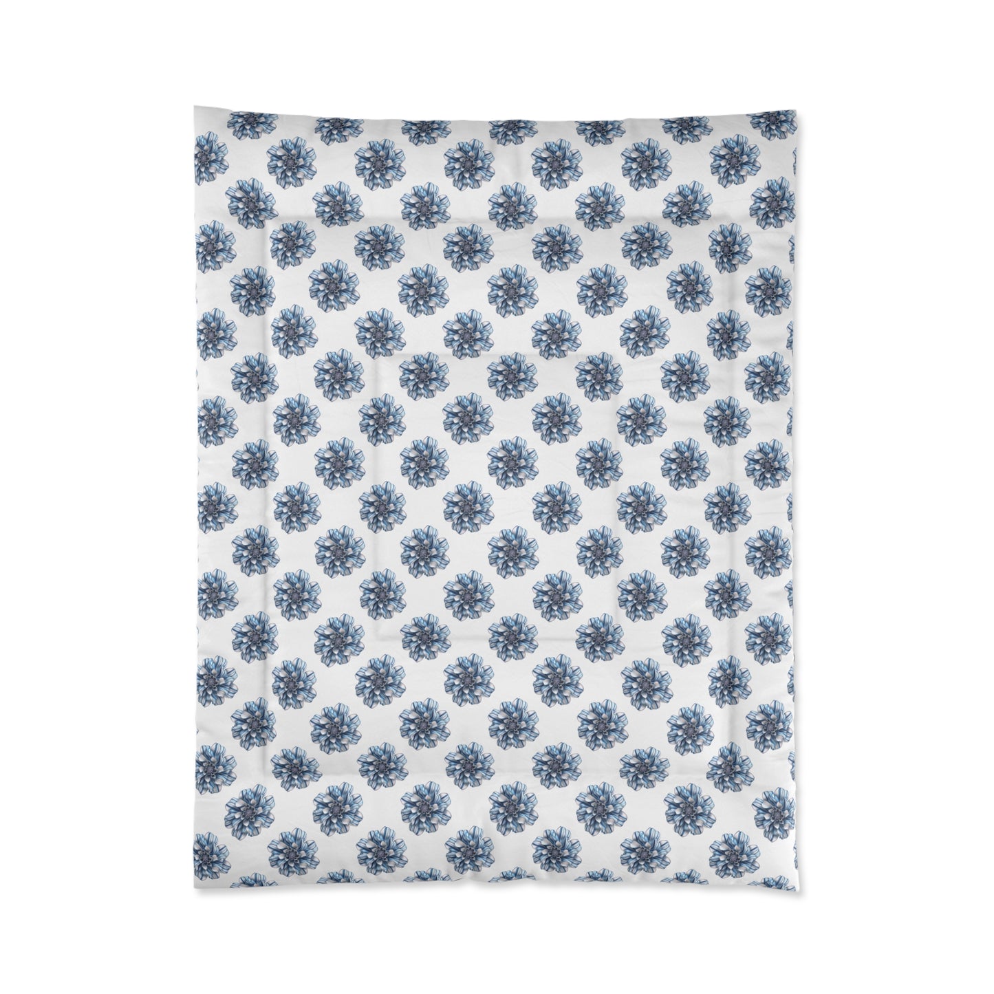 White Cozy Comforter Blanket with Striped Floral Design