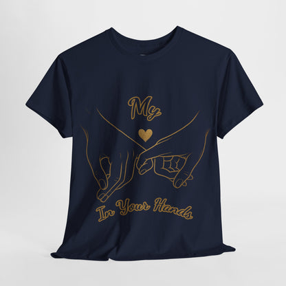 Cute Couples Unisex Heavy Cotton Tee - 'My Heart in Your Hands' design T-shirt
