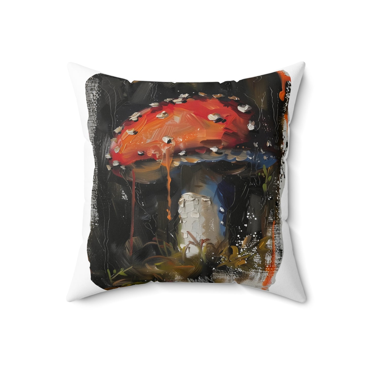 Mushroom Oil colored Square Cushion (White Background)