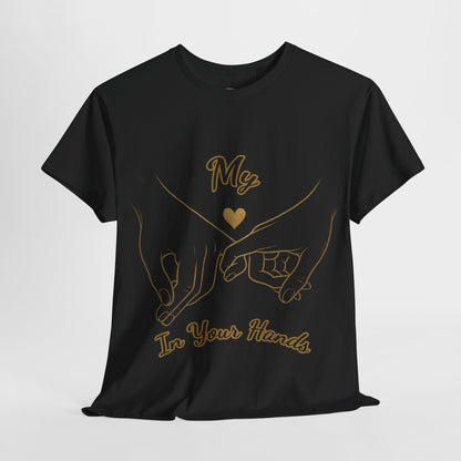 Cute Couples Unisex Heavy Cotton Tee - 'My Heart in Your Hands' design T-shirt