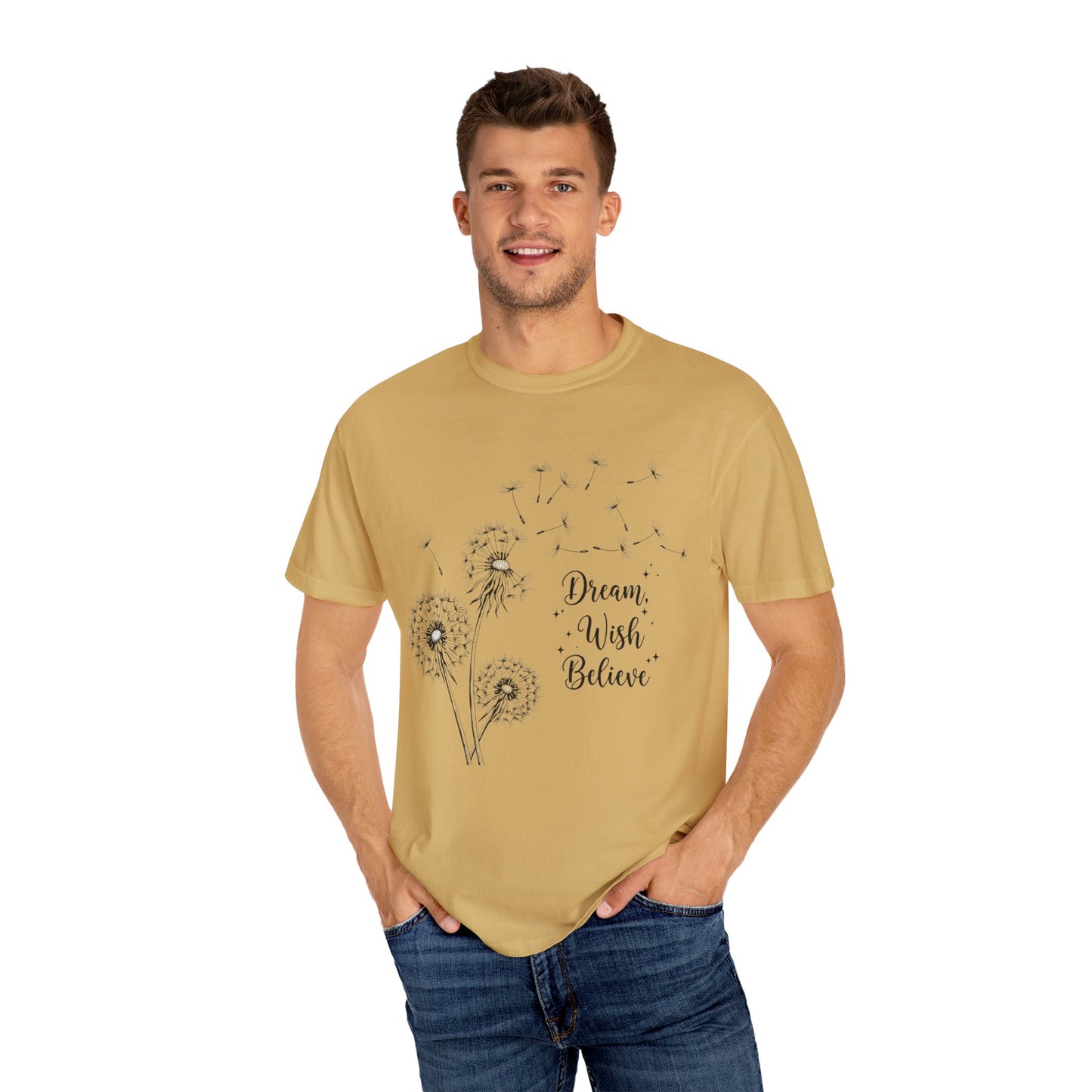 Inspirational Dandelion T-Shirt - Dream, Wish, Believe - Gift Tee