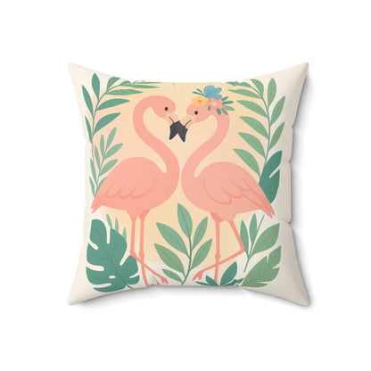 Romantic Flamingo Pillow, Tropical Decor, Love Nest Cushion, Beach House Gift, Summer Home Accent