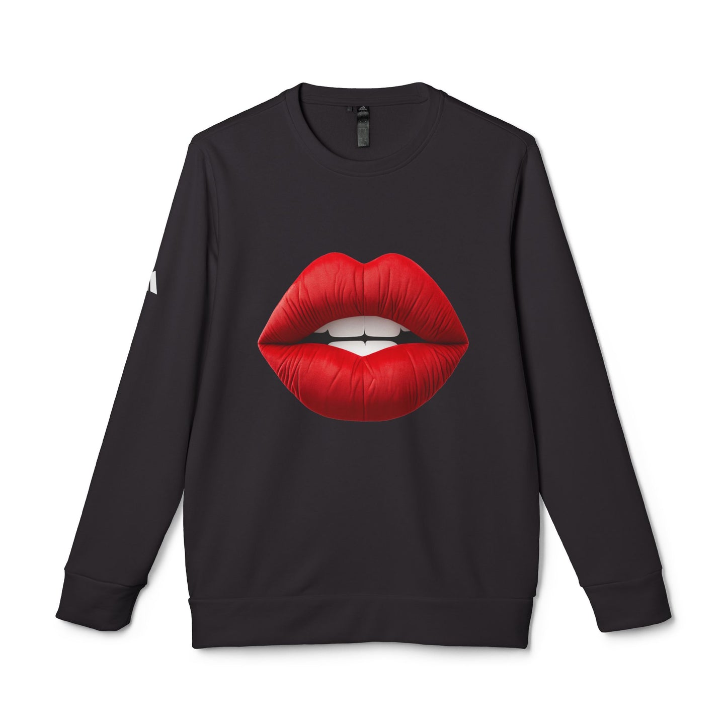 Adidas Women's Fleece Crewneck Sweatshirt with Red lips-shaped design