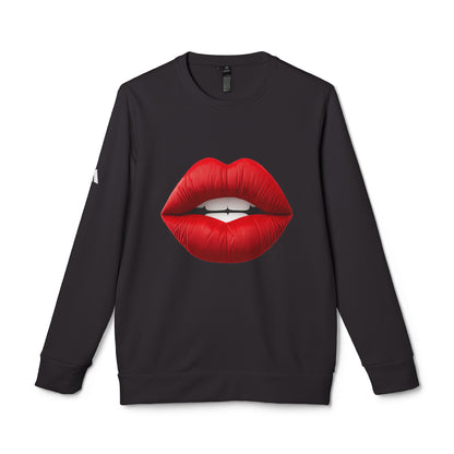Adidas Women's Fleece Crewneck Sweatshirt with Red lips-shaped design
