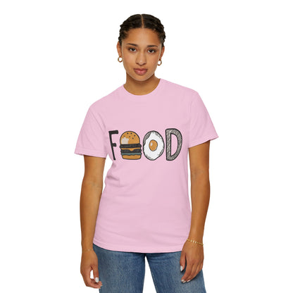 Food Unisex Garment-Dyed T-Shirt | Fun Burger & Egg Graphic