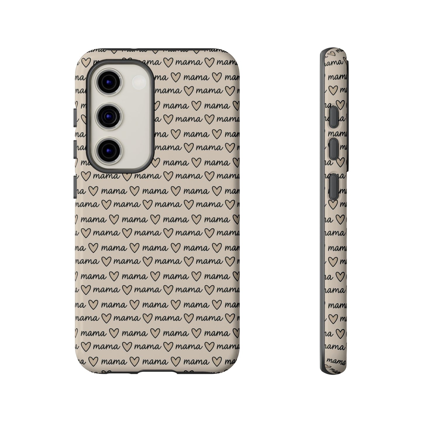 Mama Script Heart Pattern Phone Case
