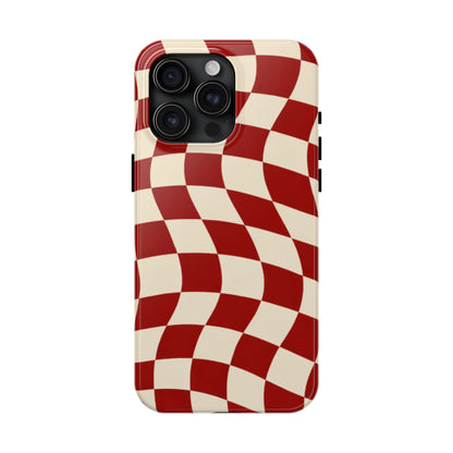 Red Wavy Checker Phone Case