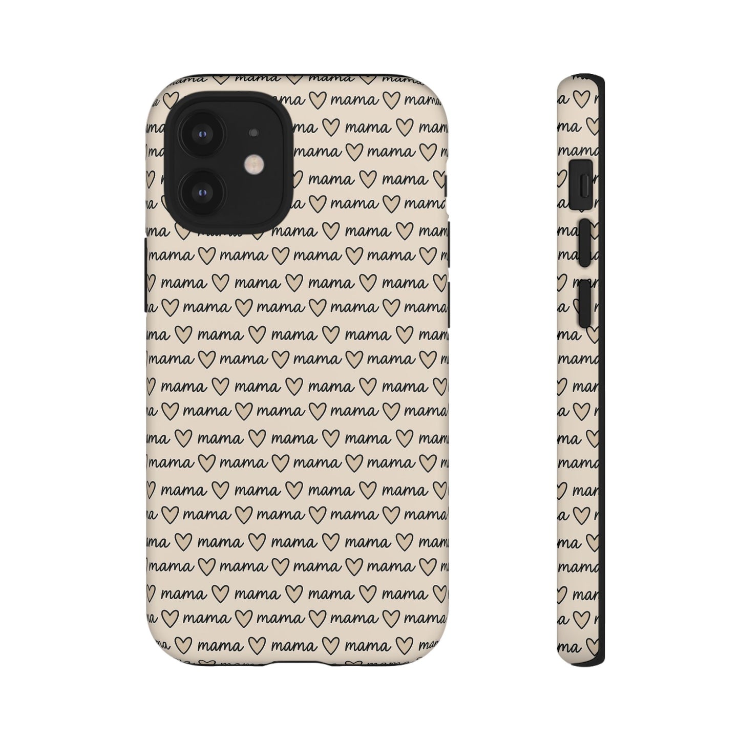 Mama Script Heart Pattern Phone Case