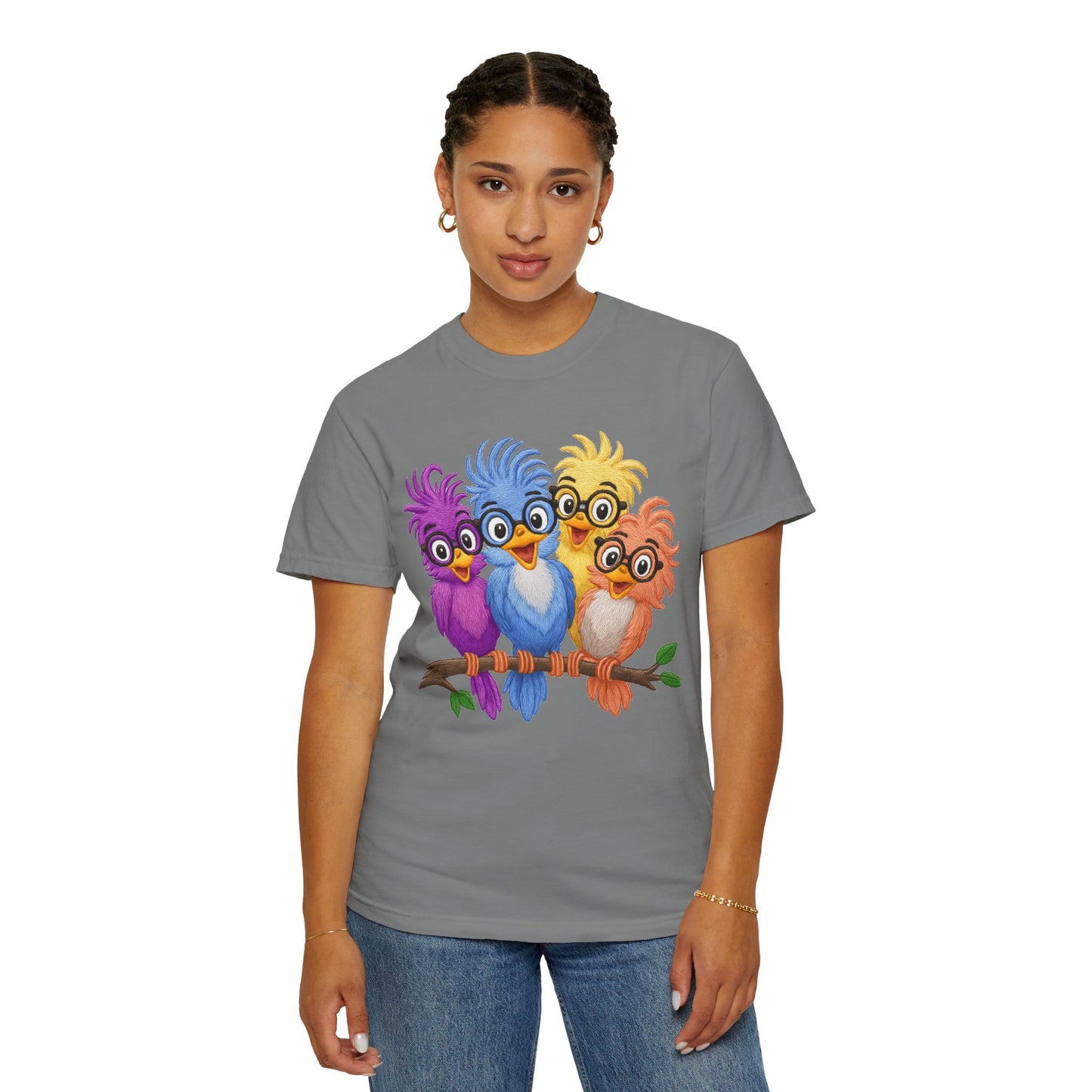Colorful Bird Friends Women's T-Shirt - Fun & Playful Graphic Tee