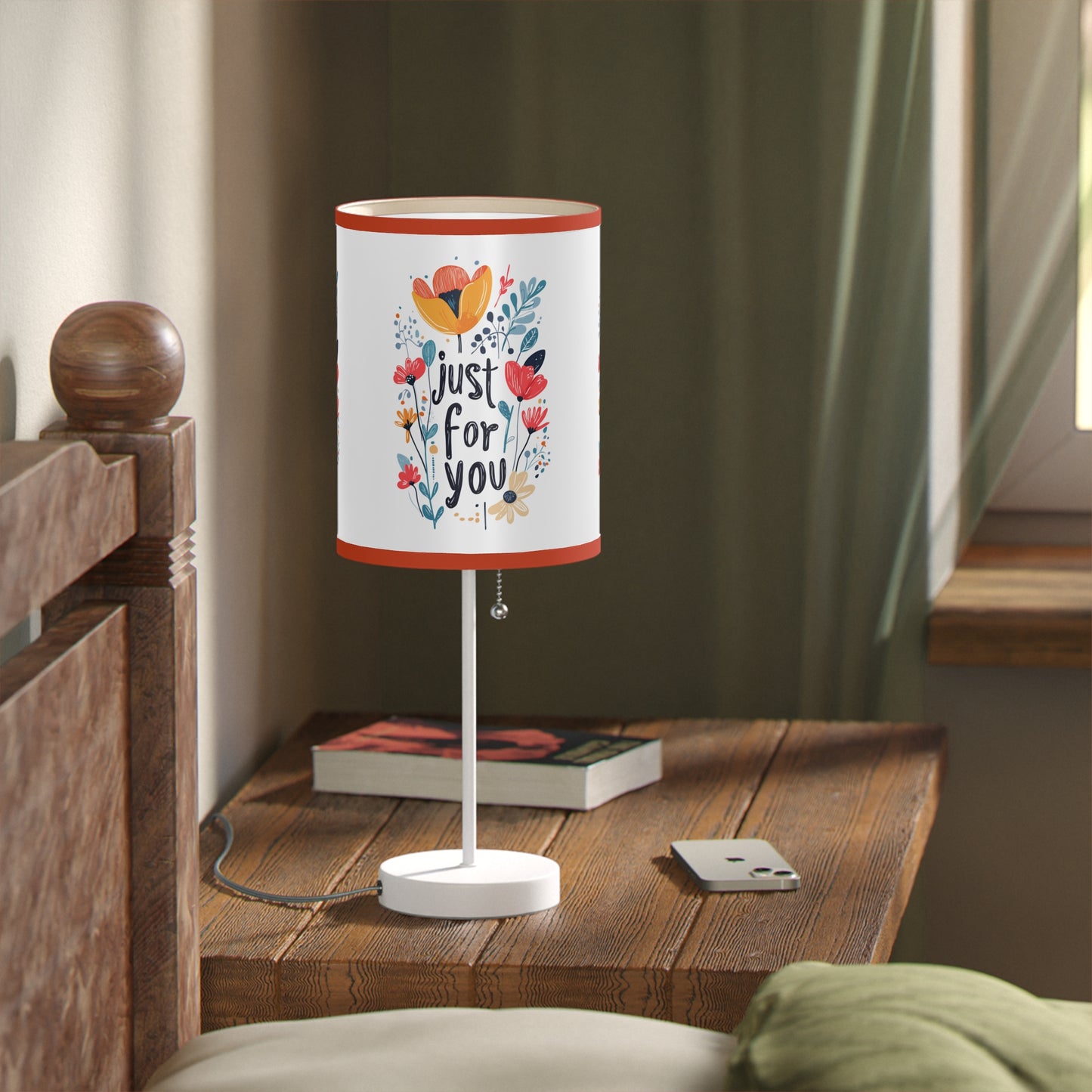 Floral Table Lamp - "Just For You" Design - Gift - Lamp on a Stand, US|CA plug - Table Lamps