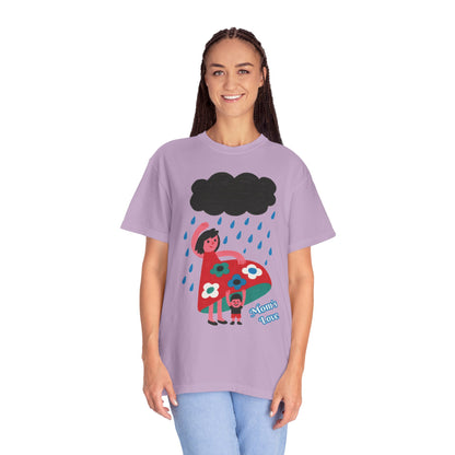 Colorful Rainy Day Unisex T-Shirt - Whimsical Design Featuring Flowers & Clouds - Mother's day Gift - Birthday Gift