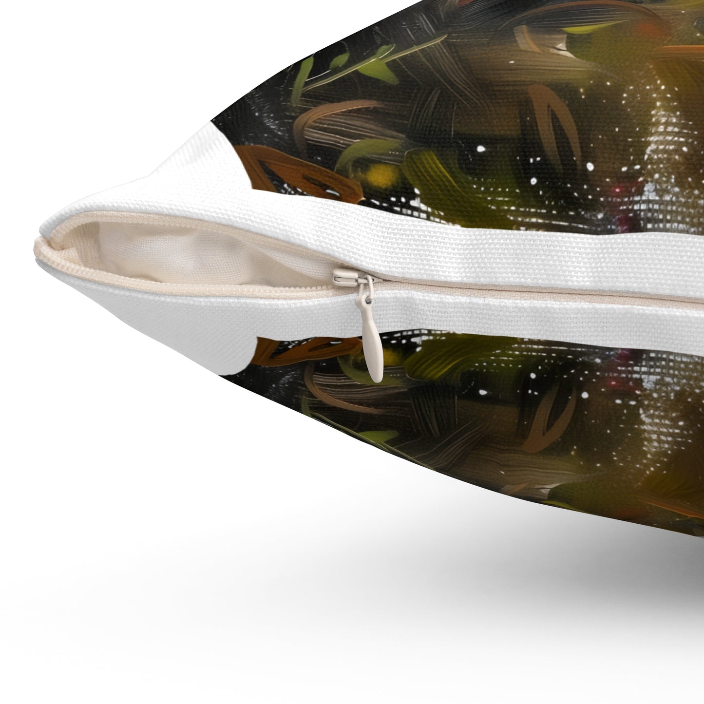 Mushroom Oil colored Square Cushion (White Background)