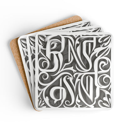 Elegant Corkwood Coaster Set | Decorative Drink Coasters with Intricate Design