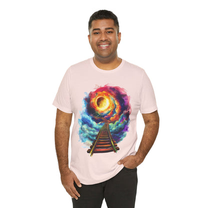 Unisex T-Shirt with 3D Watercolor Universe and an Abstract Representation with a Sun
