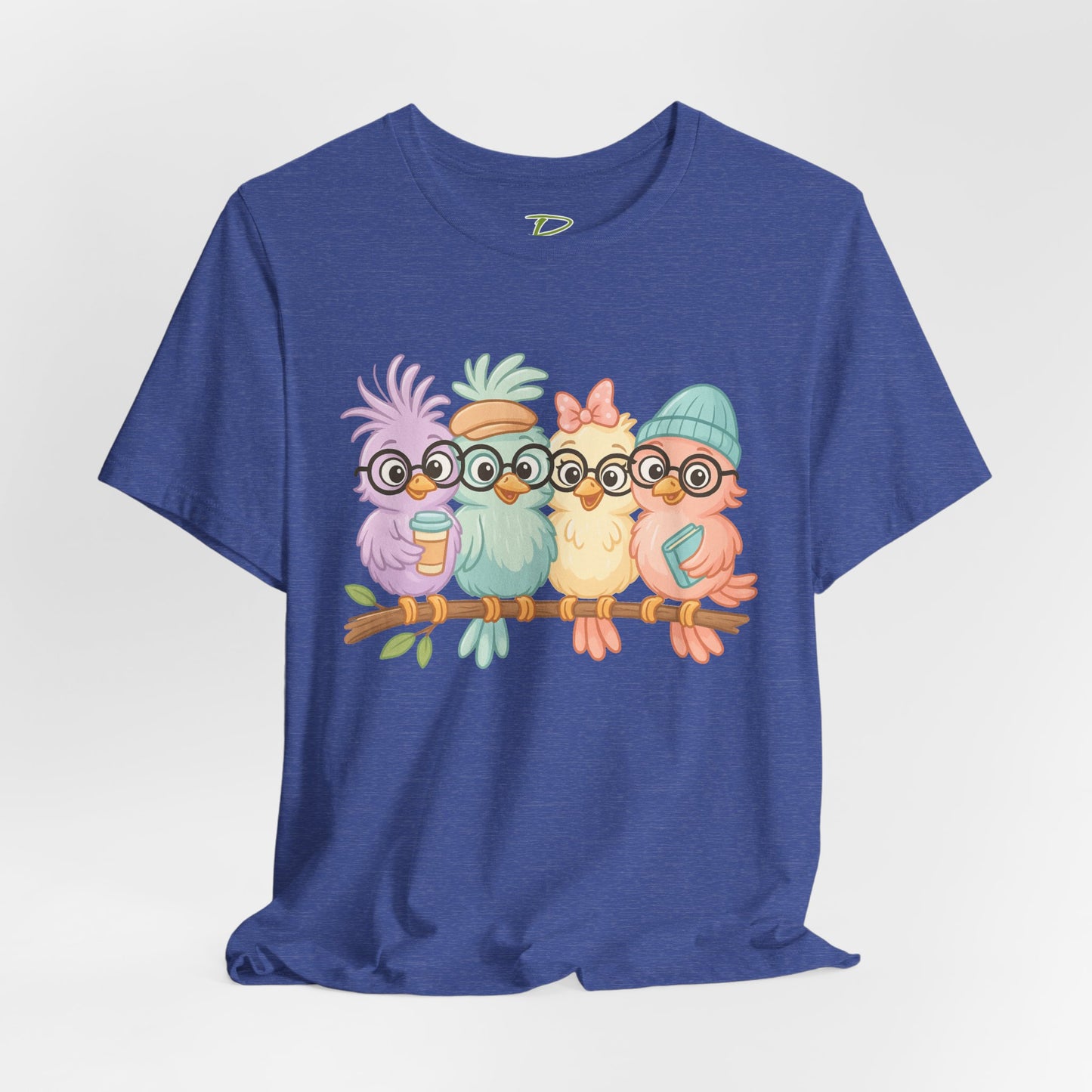 Cute Bird Friends Short Sleeve T-shirt - Perfect Gift for Animal Lovers - Lightweight Fabric Tee