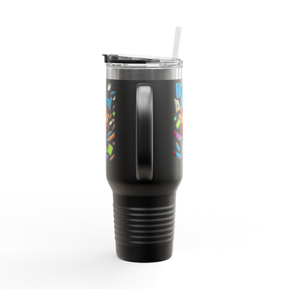 Back to School Insulated Travel Mug, 40oz - Colorful Design for Kids