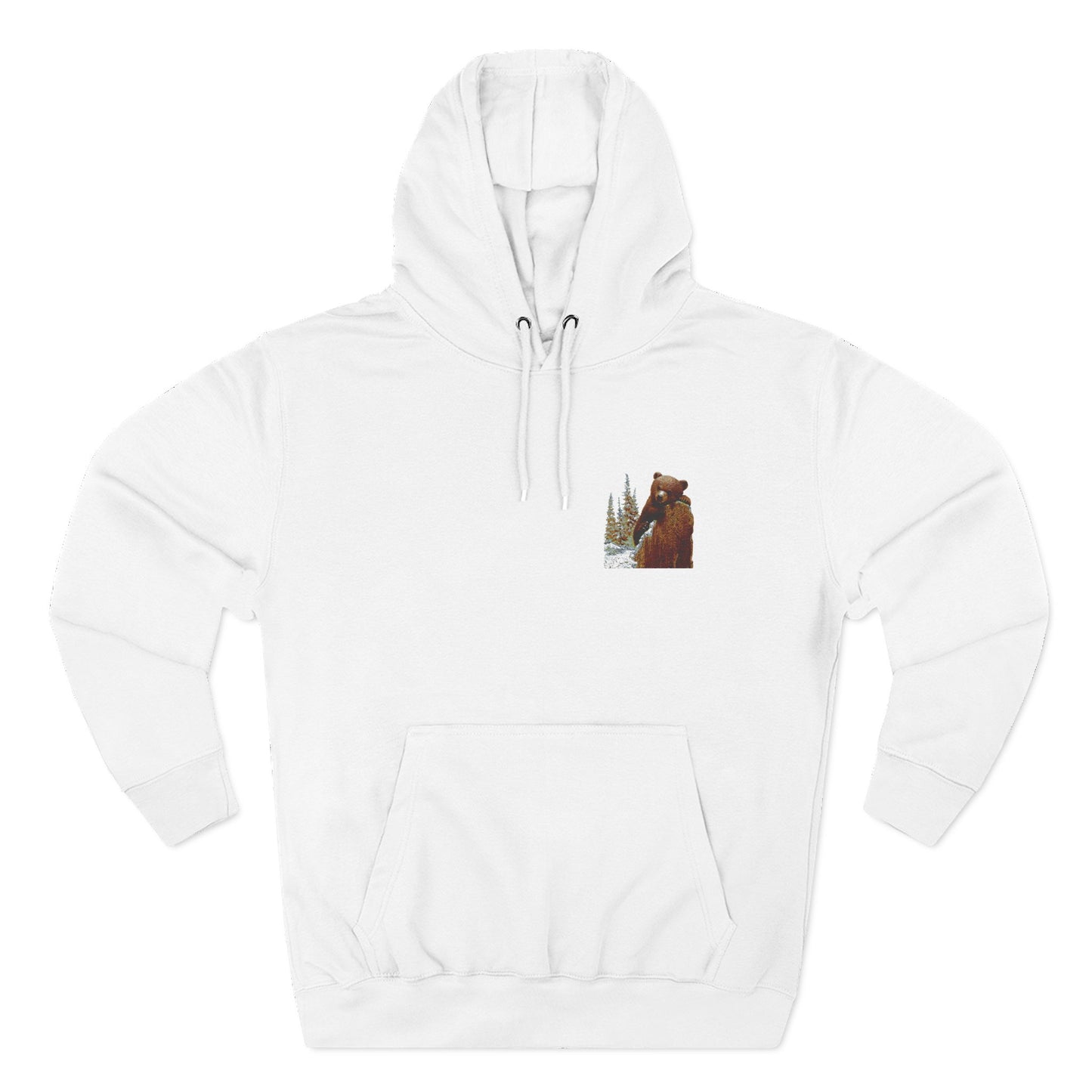 Three-Panel Fleece Hoodie with Bear Cub design - Winter Fleece Hoodie - Bear Cub Hoodie for Men and Women