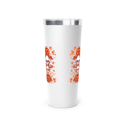 Copper Vacuum Insulated Tumbler, 22oz - Pumpkins, Skulls, and Spiders Insulated Tumbler - Spooky Tumbler