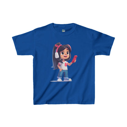 Youth Heavy Cotton™ Tee - Youth Heavy Cotton™ Tee with Design of Smiling Girl Holding a Red Phone