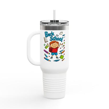 Back to School Insulated Travel Mug, 40oz - Colorful Design for Kids