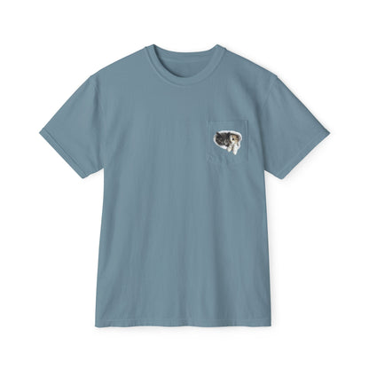 Garment-Dyed Pocket T-Shirt with Adorable Cat Design, Casual Wear, Gift for Cat Lovers, Summer Fashion, Everyday Essentials