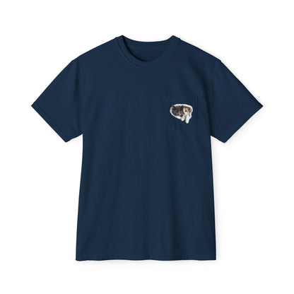 Garment-Dyed Pocket T-Shirt with Adorable Cat Design, Casual Wear, Gift for Cat Lovers, Summer Fashion, Everyday Essentials