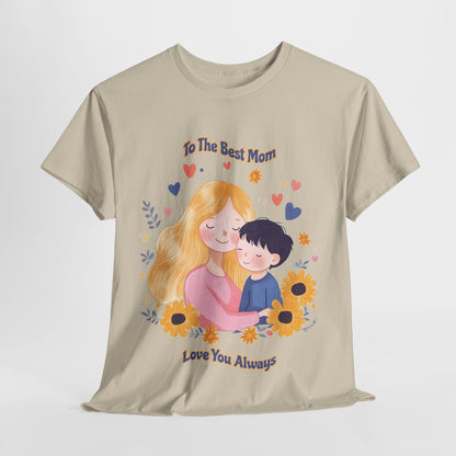 Mother & Child Love Heavy Cotton Tee - Floral Design T-Shirt - Mother's day Gift - Birthday Gift for Mom