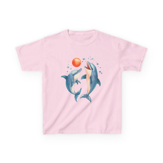 Playful Dolphins design Youth T-shirt- Unisex Youth Heavy Cotton™ Tee