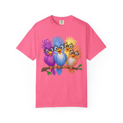 Colorful Bird Friends Women's T-Shirt - Fun & Playful Graphic Tee