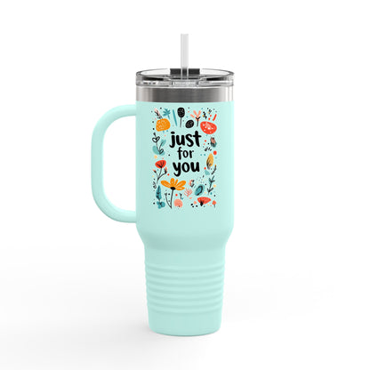 Just for You: 40oz Insulated Travel Mug with Colorful Floral Design
