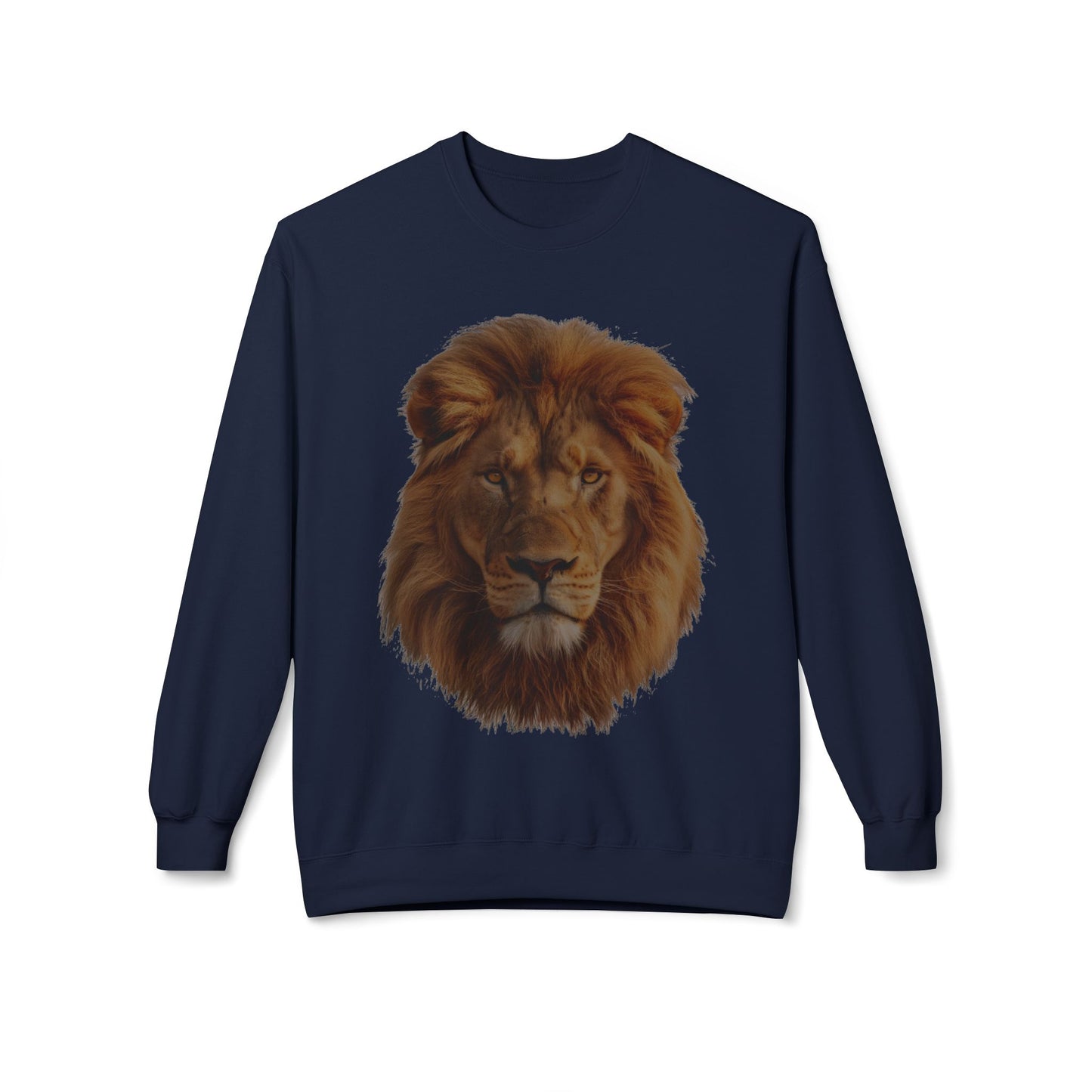 Unisex Midweight Soft style Fleece Crewneck Sweatshirt - Majestic Lion Design Sweatshirt