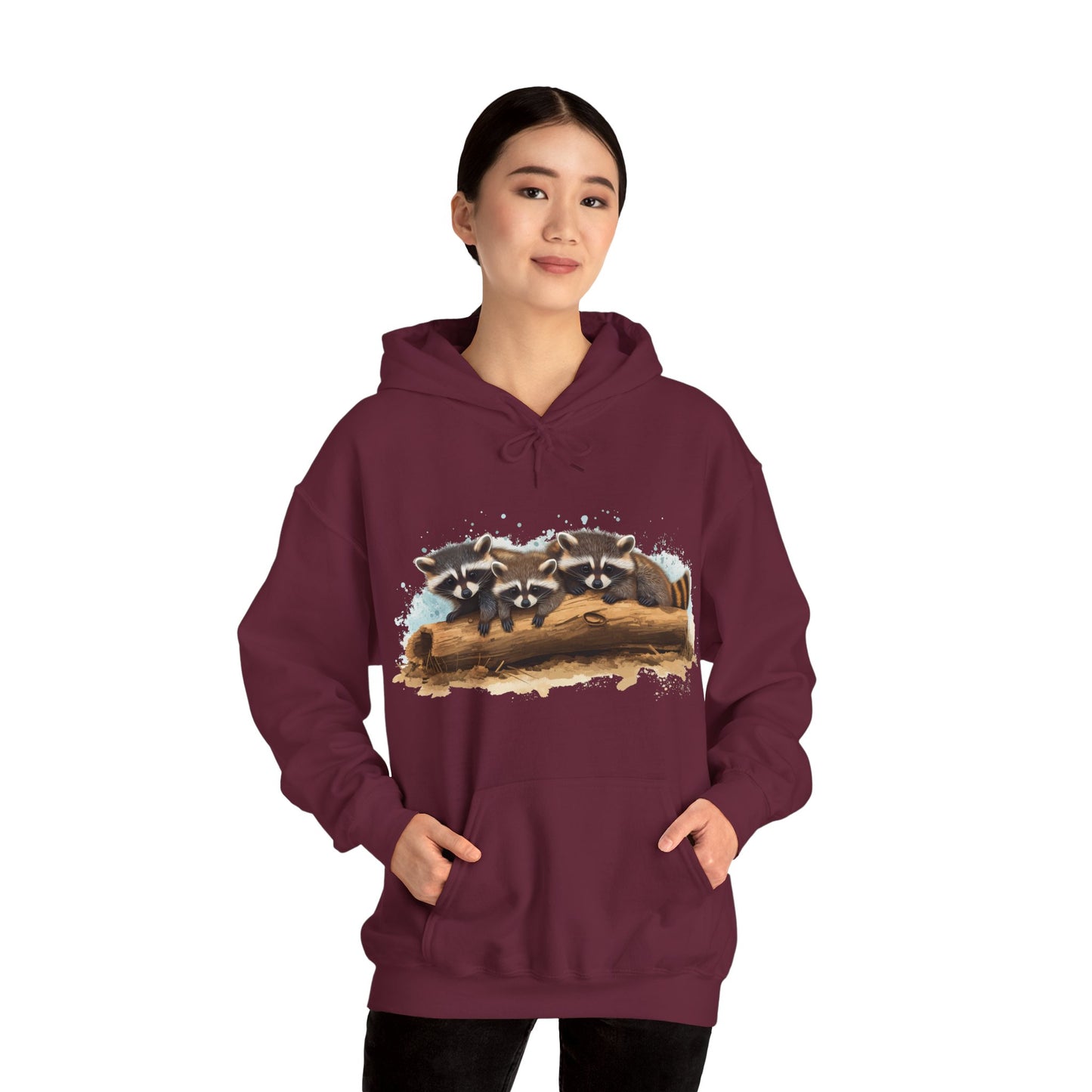 Cozy Raccoon Hooded Sweatshirt - Unisex Heavy Blend™- Raccoon in hoodie - Raccoon Hoodie with ears