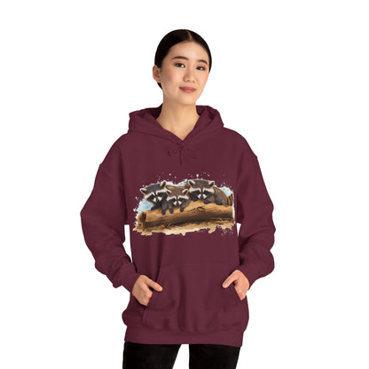 Cozy Raccoon Hooded Sweatshirt - Unisex Heavy Blend™- Raccoon in hoodie - Raccoon Hoodie with ears