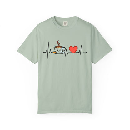 Cute Coffee Heartbeat T-Shirt, Unisex Tee for Coffee Lovers, Gift for Baristas, Casual Wear, Perfect for Birthdays and Holidays