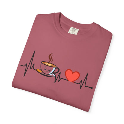 Cute Coffee Heartbeat T-Shirt, Unisex Tee for Coffee Lovers, Gift for Baristas, Casual Wear, Perfect for Birthdays and Holidays