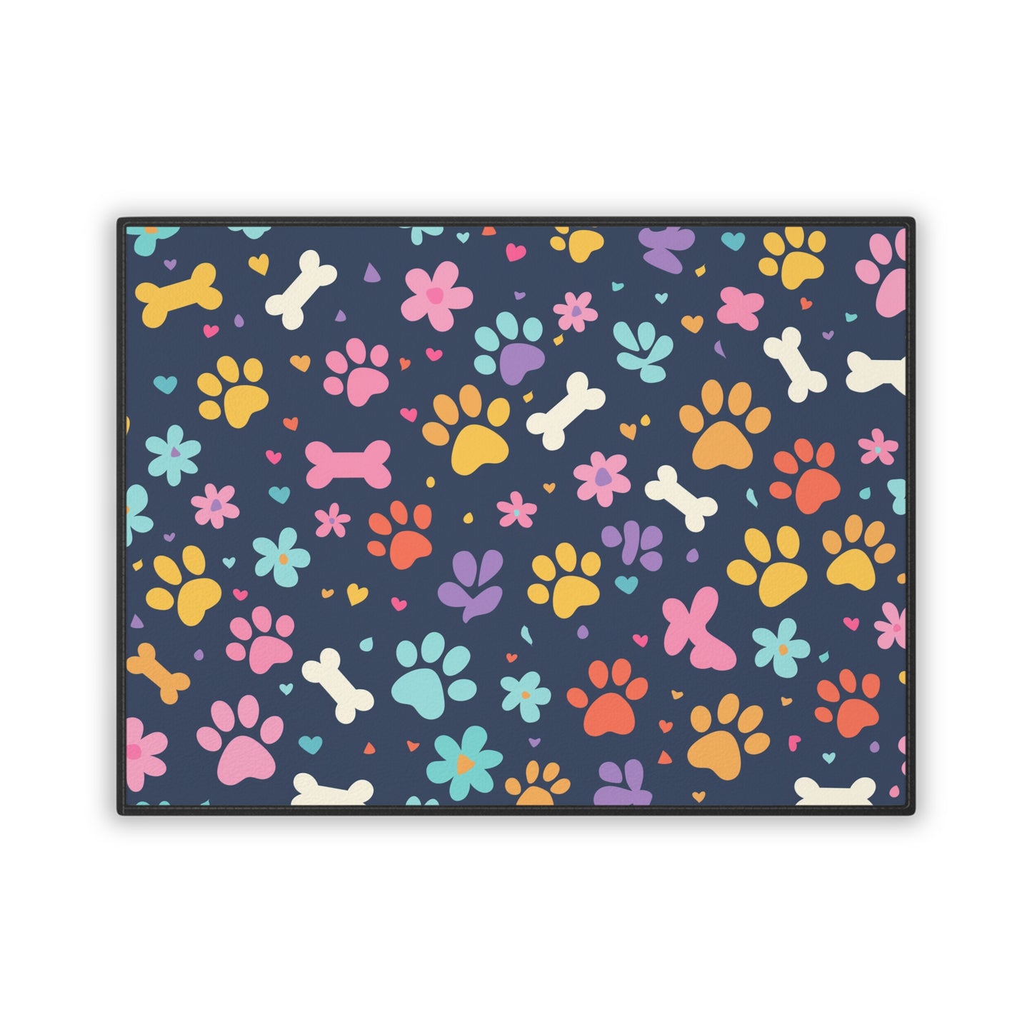 Pet Mat (18" x 24") - Vibrant and Fun Design with Dog Bones and Paw Prints Food Mat