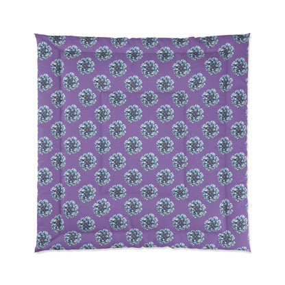 Light Purple Cozy Throw Blanket with Striped Floral Design