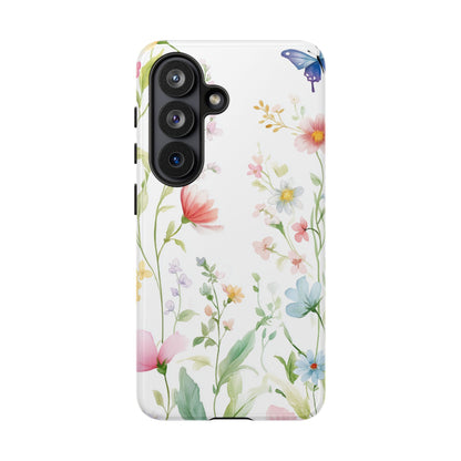 Watercolor Wildflower & Butterfly Phone Case - iPhone, Samsung, and Google case