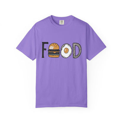 Food Unisex Garment-Dyed T-Shirt | Fun Burger & Egg Graphic