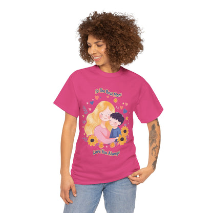 Mother & Child Love Heavy Cotton Tee - Floral Design T-Shirt - Mother's day Gift - Birthday Gift for Mom
