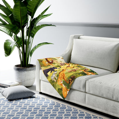 Baby Swaddle Blanket with Cute African Savannah Animals Design