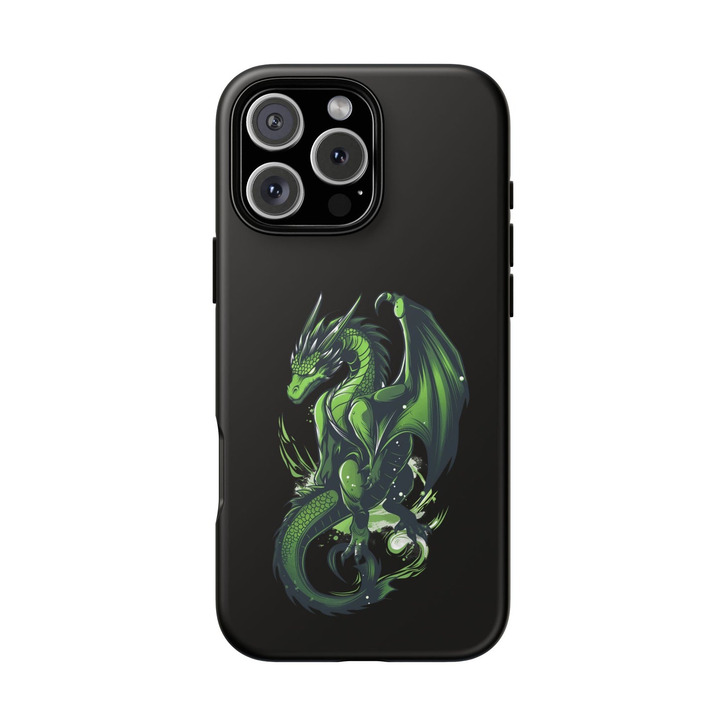 Tough Cases with Green Glowing Dragon design for iPhone, Samsung, and Google