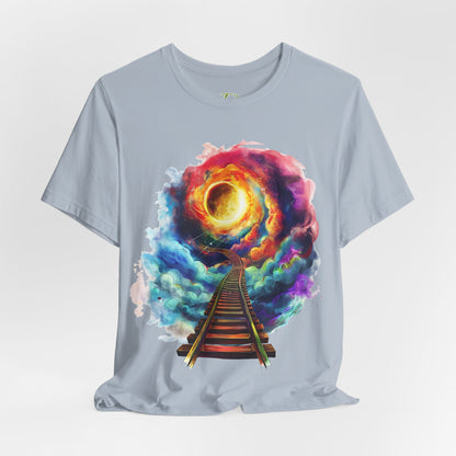 Unisex T-Shirt with 3D Watercolor Universe and an Abstract Representation with a Sun