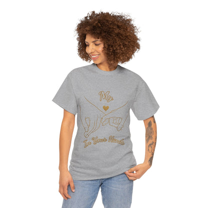 Cute Couples Unisex Heavy Cotton Tee - 'My Heart in Your Hands' design T-shirt