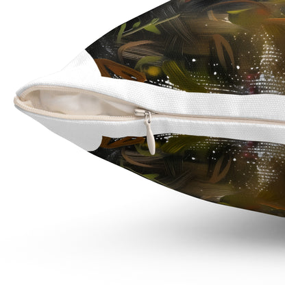 Mushroom Oil colored Square Cushion (White Background)