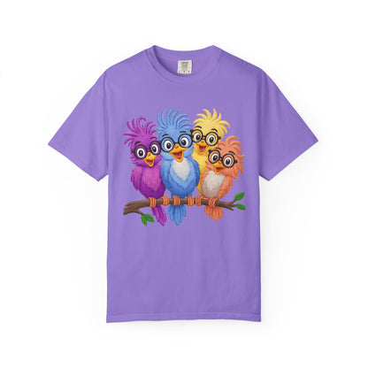 Colorful Bird Friends Women's T-Shirt - Fun & Playful Graphic Tee